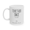 Personalized together since couple photo mug for husband or wife, front view