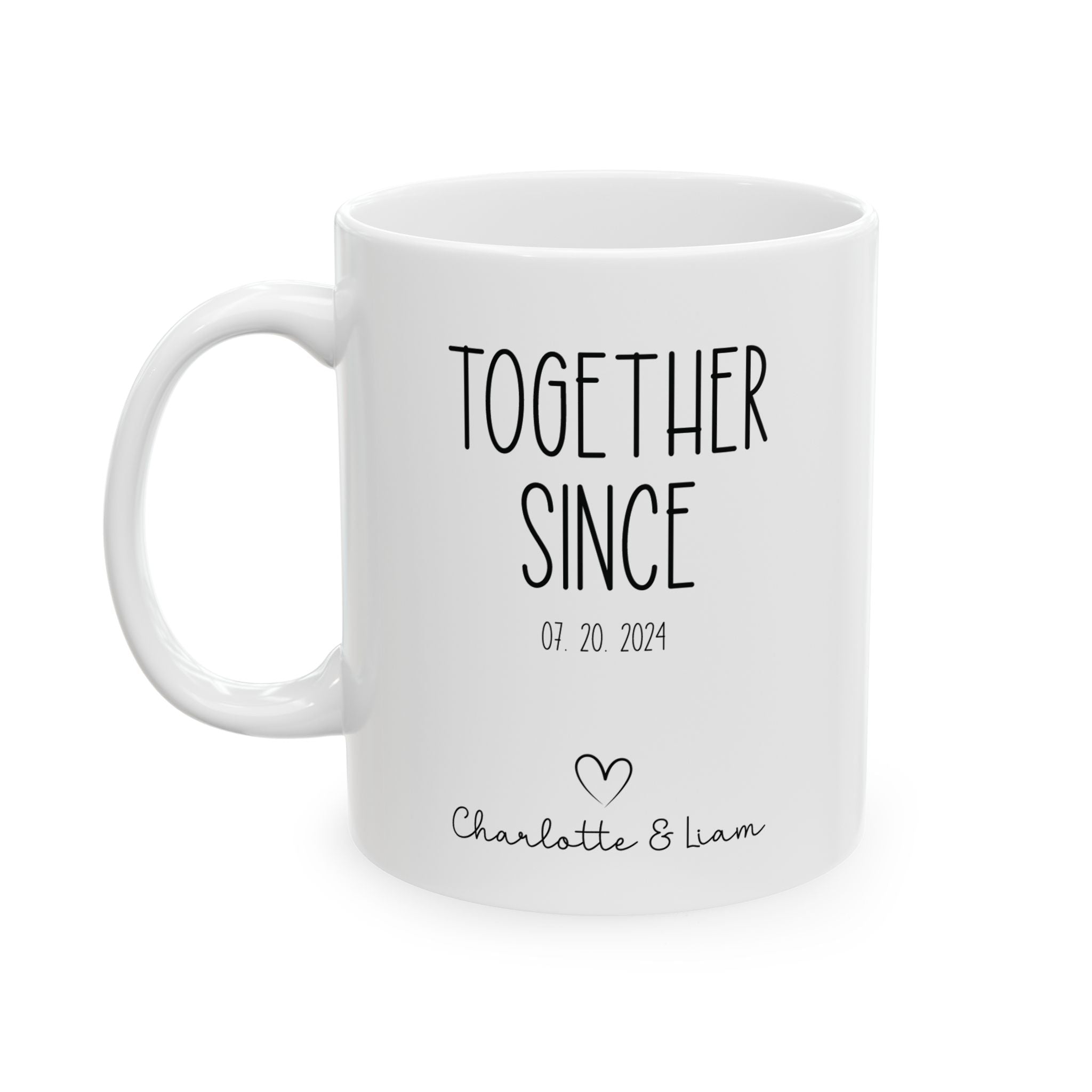 Personalized together since couple photo mug for husband or wife, front view