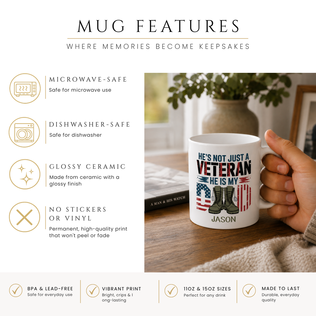 Close-up of the veteran military boots flag design with personalized name