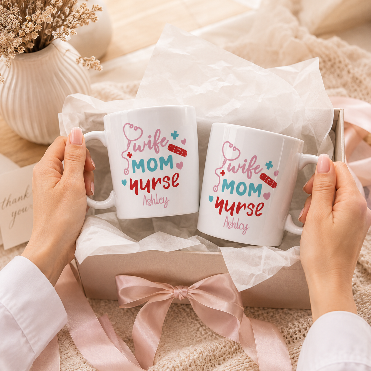 Personalized ceramic mug features — dishwasher and microwave safe