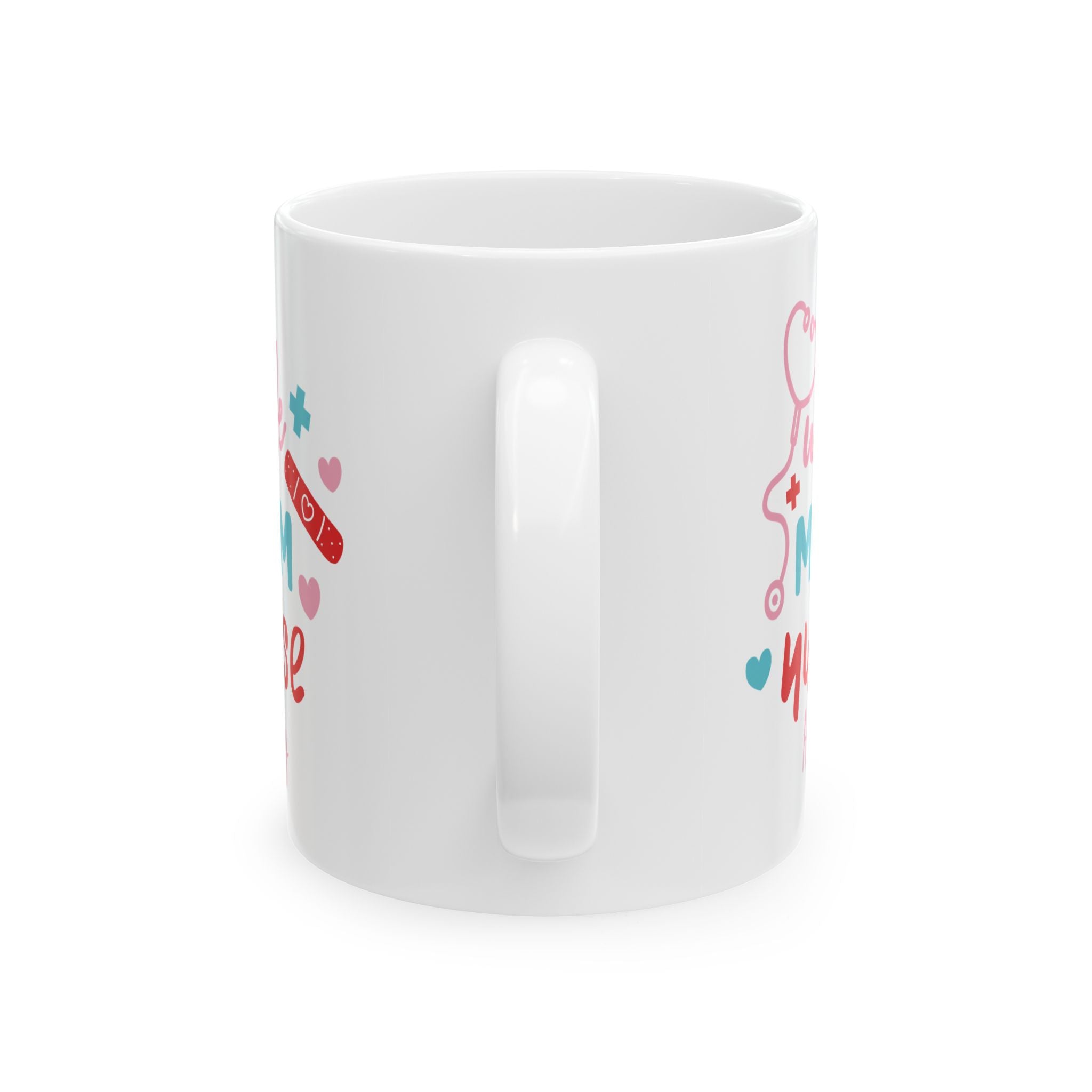 Personalized wife mom nurse mug shown on a table as a birthday gift