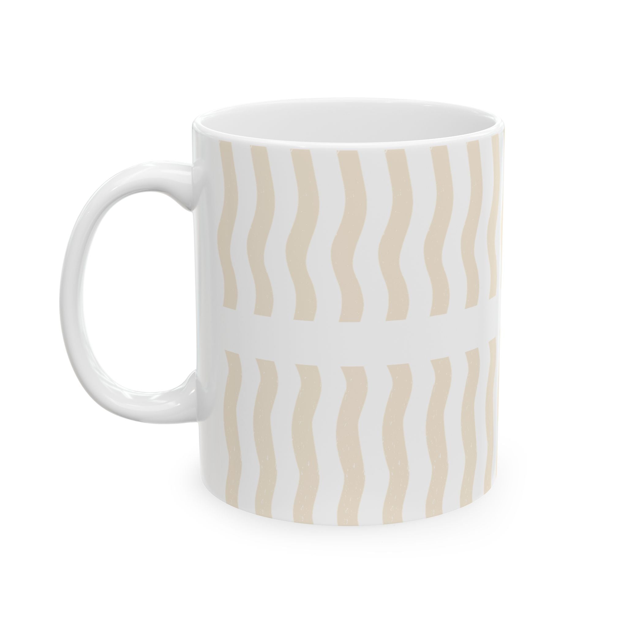 Personalized wifey since wavy stripe mug displayed on a desk