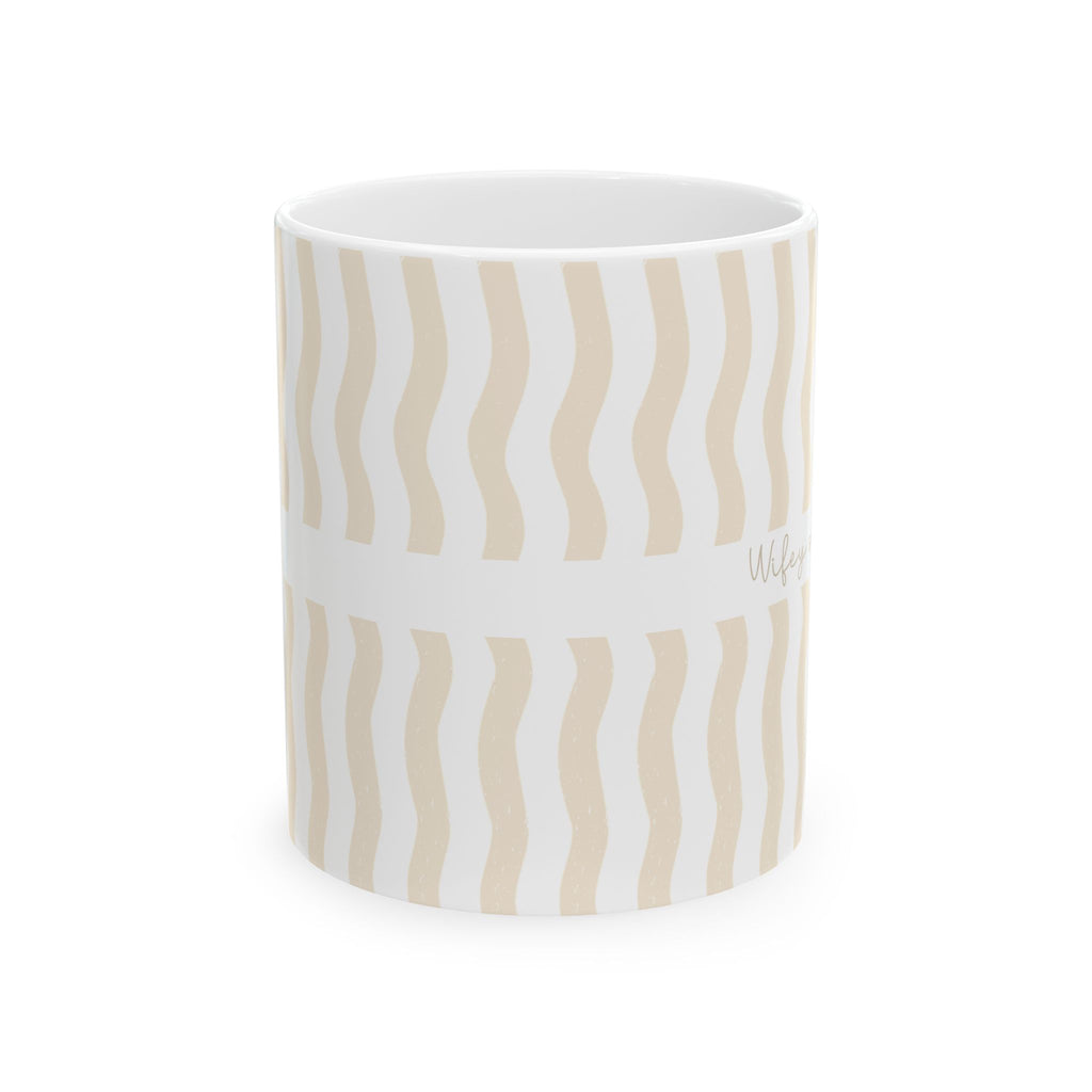 Personalized wifey since wavy stripe mug held in hand