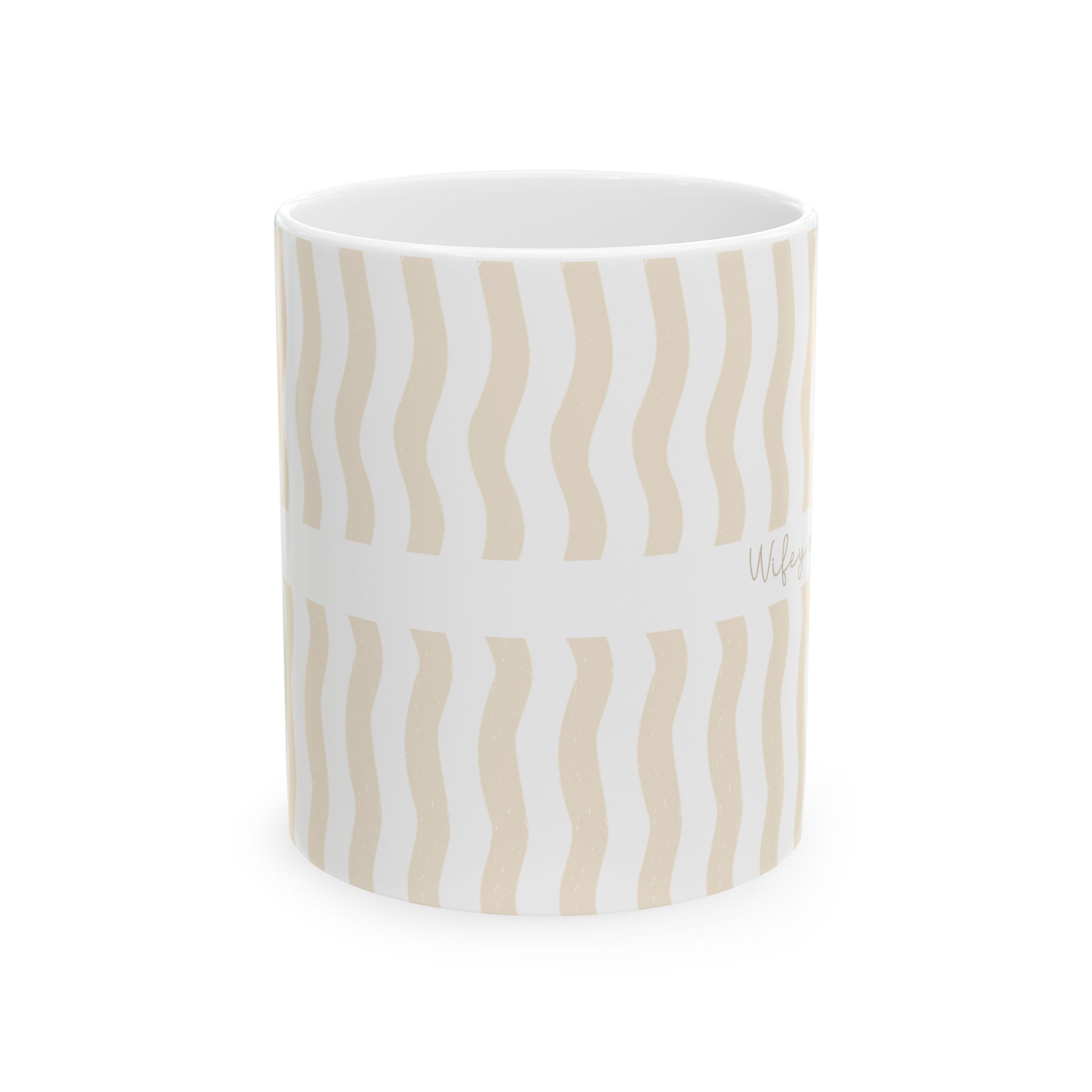 Personalized wifey since wavy stripe mug held in hand