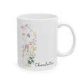 Personalized wildflower name mug for her, front view